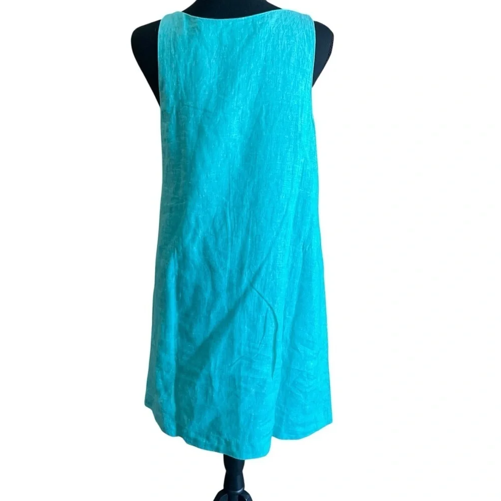 Vineyard Vines Aqua Blue Linen Sleeveless Shift Dress Size 6 - Picture 3 of 8